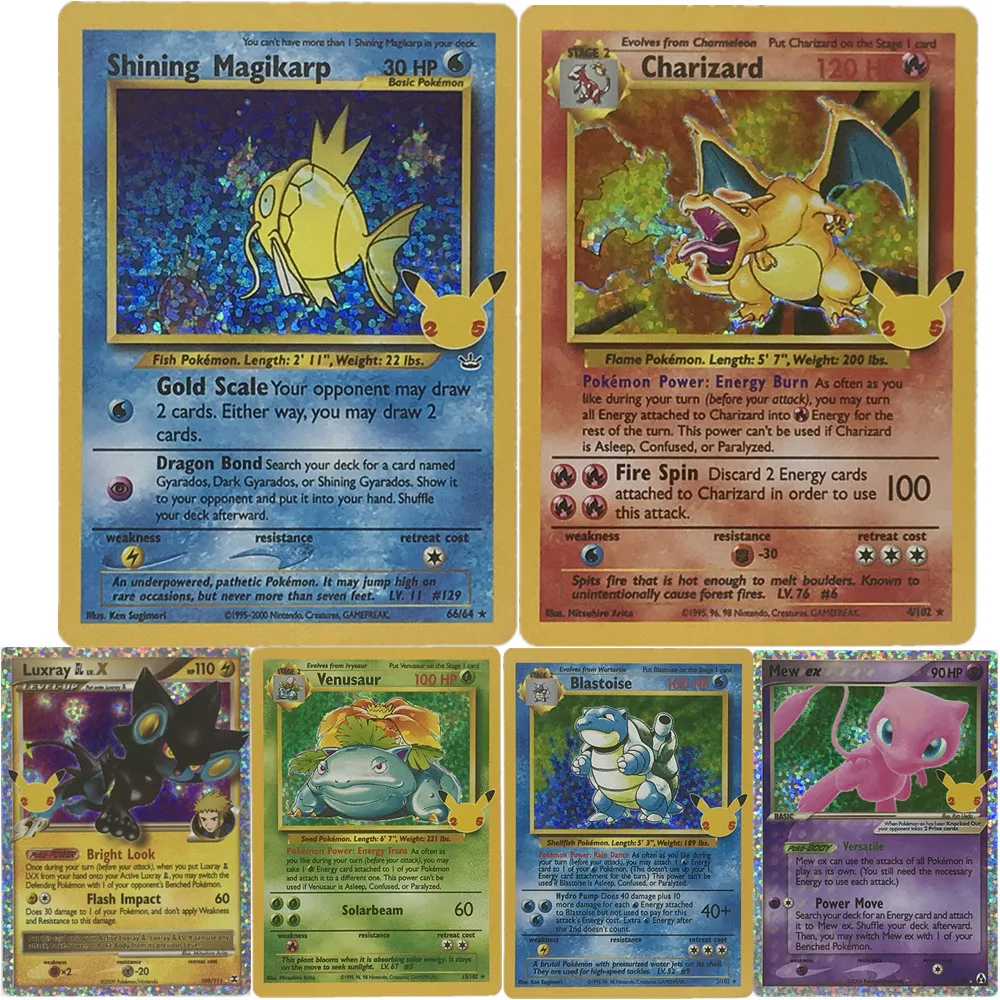 Pokemon 25Th Anniversary Tcg DIY V Max Flash Card Pikachu Charizard Trainer Battle Games Rare Collection Cards Toys Gifts | Игрушки и