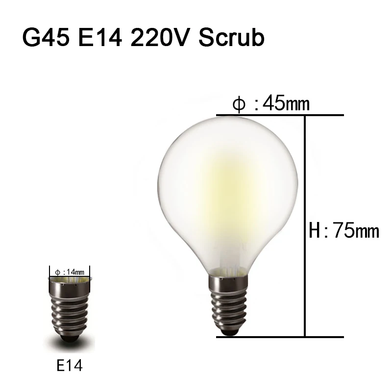 E14/E27/B22 светодиодный лампы 220V G45 теплый белый скраб Винтаж люстра типа «Свеча»), 2 Вт, 4 Вт, 6 Вт затемнения светодиодный потолочный светильник - Испускаемый цвет: G45 E14 Scrub