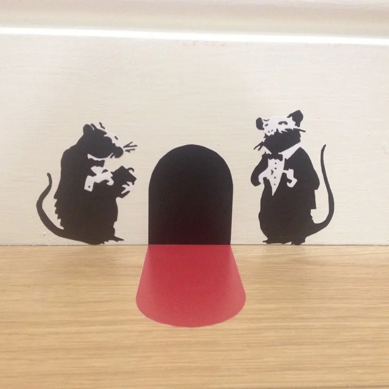 Настенная Наклейка Banksy с изображением официанта крыс на красной ковровой