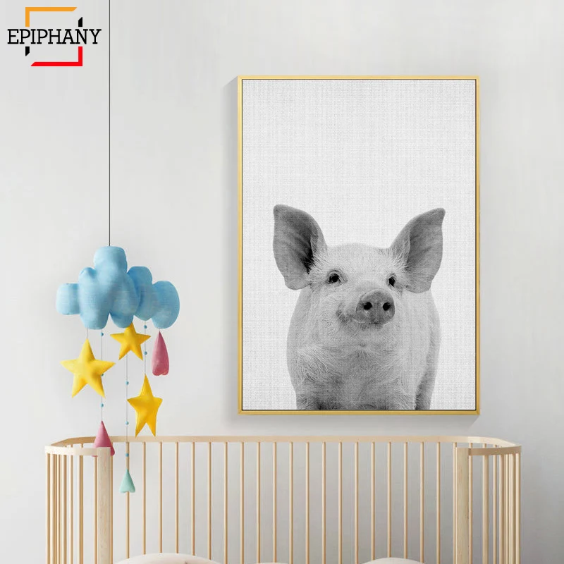 Настенная картина с изображением поросенка для детской комнаты милая ферма