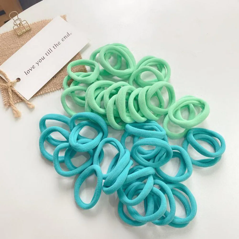 

50 Pcs/Set Women Girls Colors Soft Scrunchies Elastic Hair Band Lady Lovely Solid Rubber Bands Female Hair Accessories