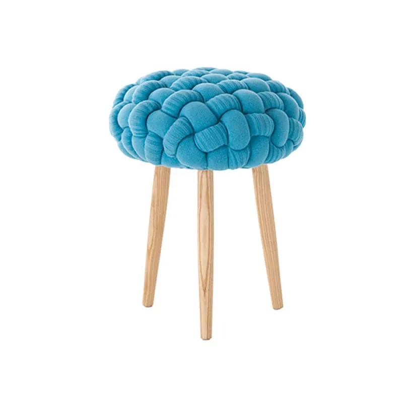 

Круглая скамейка zq из чистой шерсти ручной работы, деревянная скамейка, синие Креативные аксессуары для дома