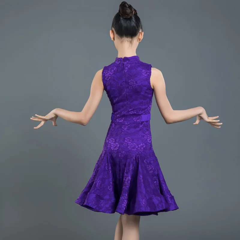 

Latin Dance Dress Children Sleeveless Lace Kids Rumba Cha Cha Samba Salsa Dancewear Girls Competition Performance Dresses DN3902