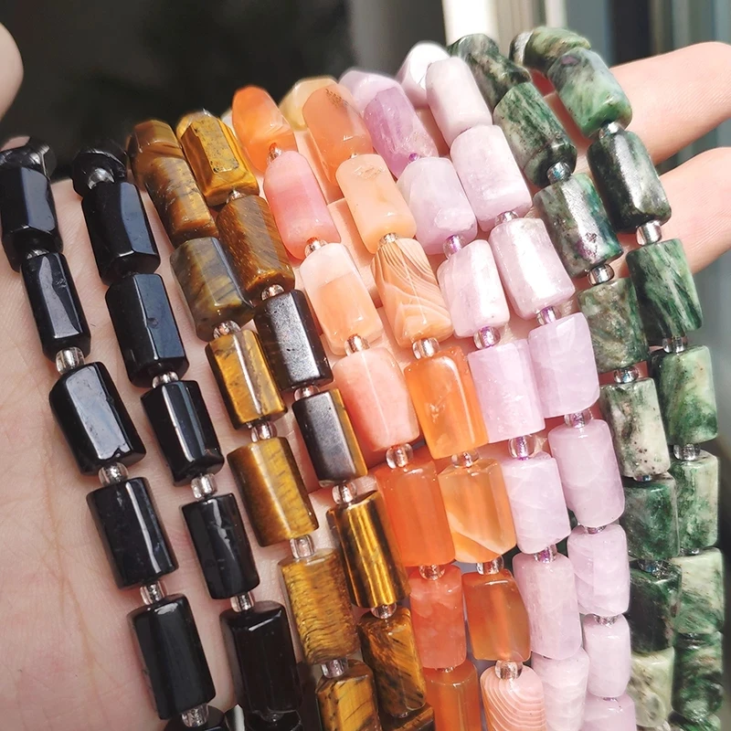 

Natural Emeralds Agates Apatite Stone Beads Cylinder Shape Loose Beads for Jewelry Making DIY Bracelet Accessories 7.5'' Strand