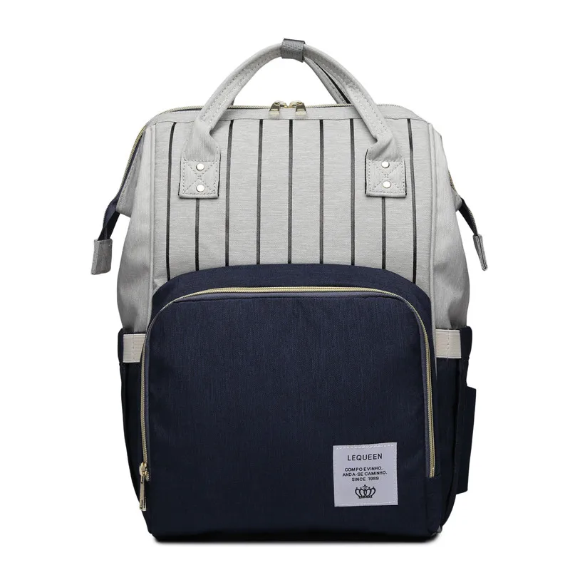 Lequeen-Bolsa de pa&ntilde;ales a rayas, bolsa de lactancia, mochila colorida para pa&ntilde;ales de beb&eacute;, env&iacute;o directo-5