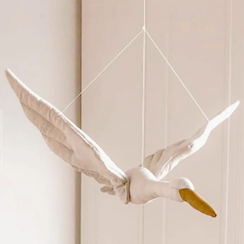 

Creative Wall Hanging Swan Stuffed Doll Fabric Family Bedroom Nursery Room Decor Hanging Ornaments Baby Soothing Pillow