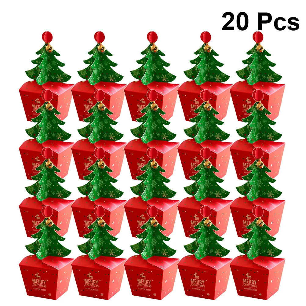 

20 шт. стереоскопические рождественские коробки для яблок в виде елки для самостоятельного приготовления печенья портативные упаковочные к...