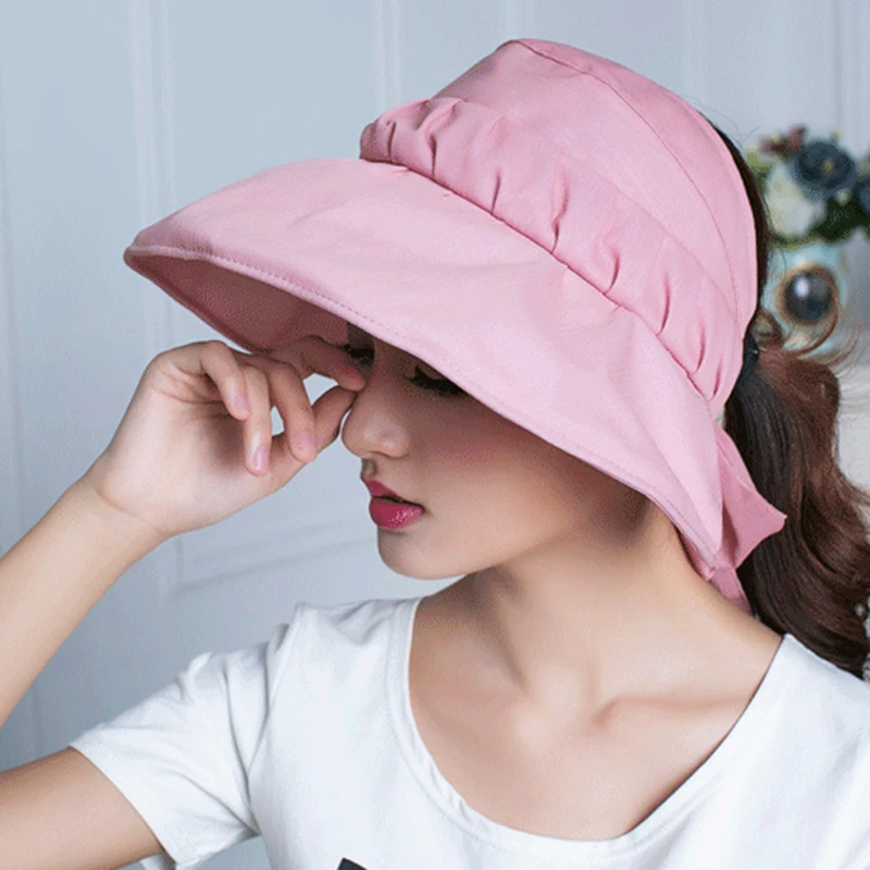 Милый Бант солнцезащитный Козырьки Шляпы съемный головной убор женские летние