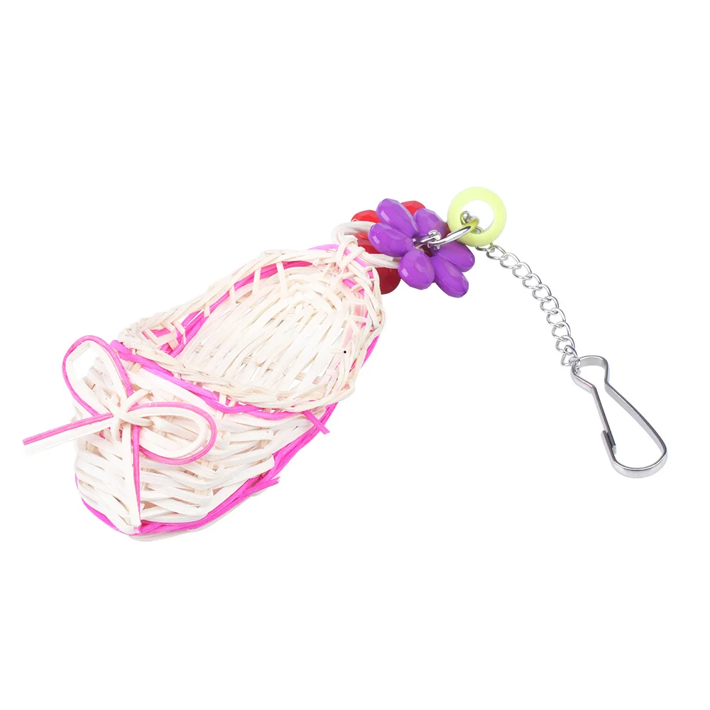 Bird Parrot Bell Toy Rattan Plaited Slipper Style Swing for Small Medium Birds | Дом и сад