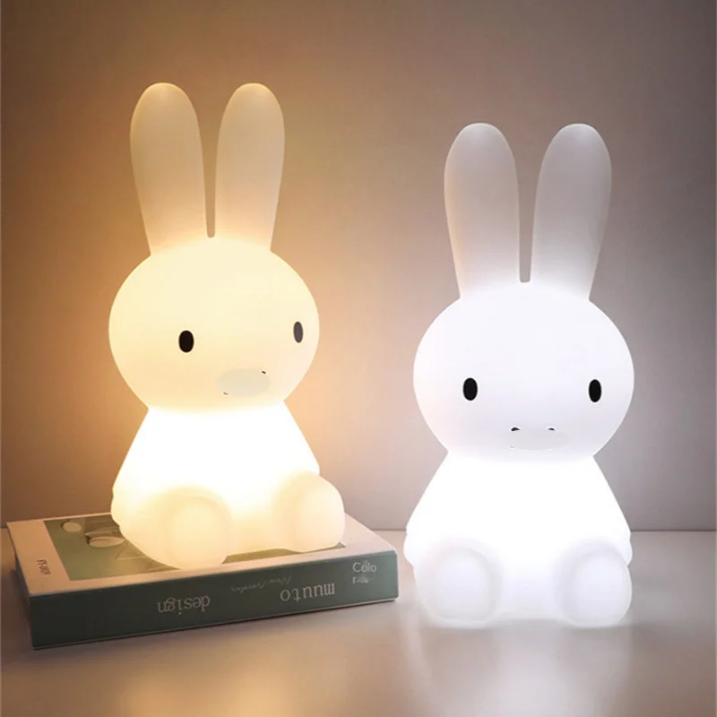 

Ночной светильник в виде кролика, лампа с цветным пультом дистанционного управления и таймером для сна в спальне, детской комнате, 28 см