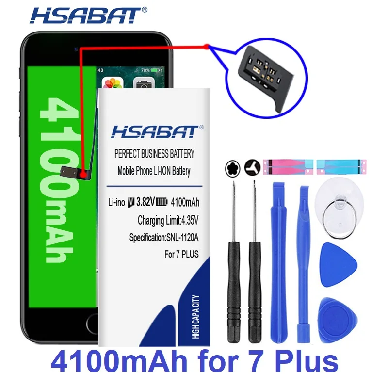 Новинка 100% аккумулятор HSABAT на 4100 мАч для iphone 7 Plus plus с инструментами и