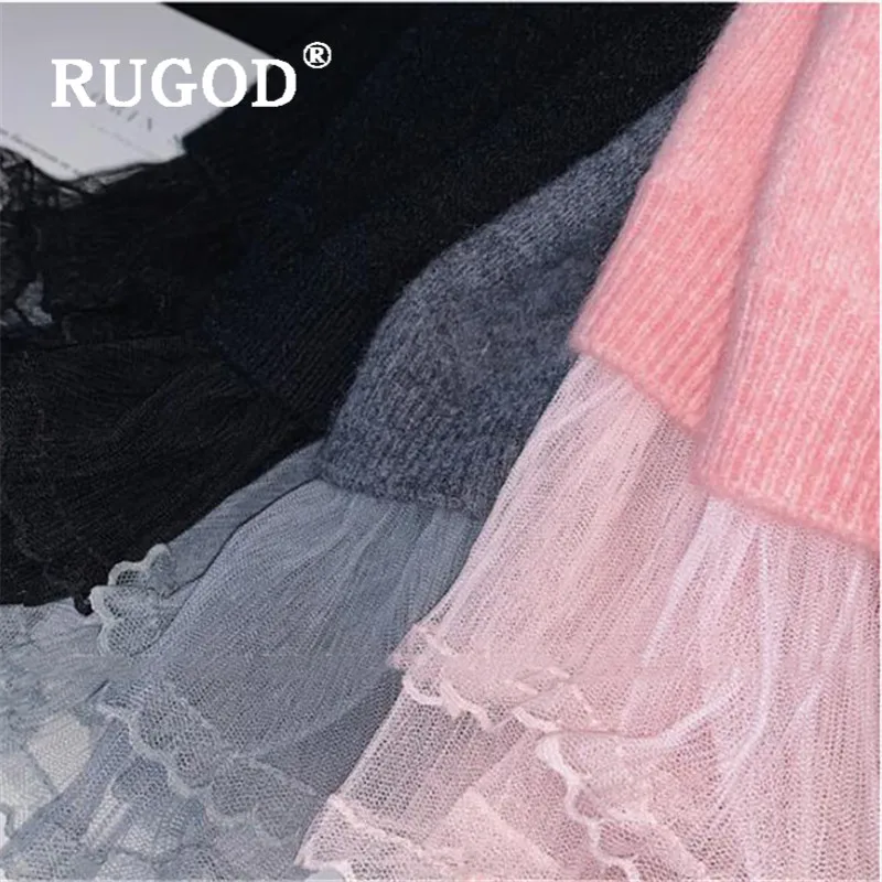 RUGOD новый осенний винтажный свитер платья для женщин водолазка тягучий край