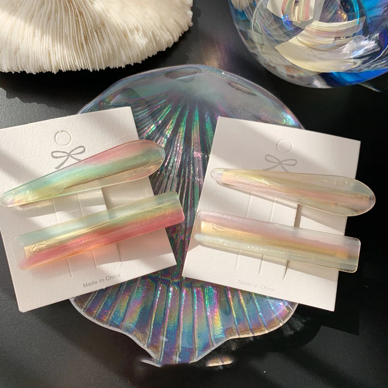 

2PCS/Set New Women Girls Elegant Colorful Acrylic Geometric Hair Clip Sweet Hairpins Headband Barrettes Fashion Hair Accessories