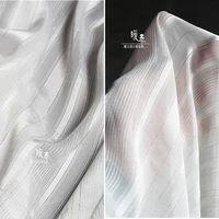 white stripes chiffon fabric silver thread diy patchwork background decor shirt skirts dress clothing designer fabric