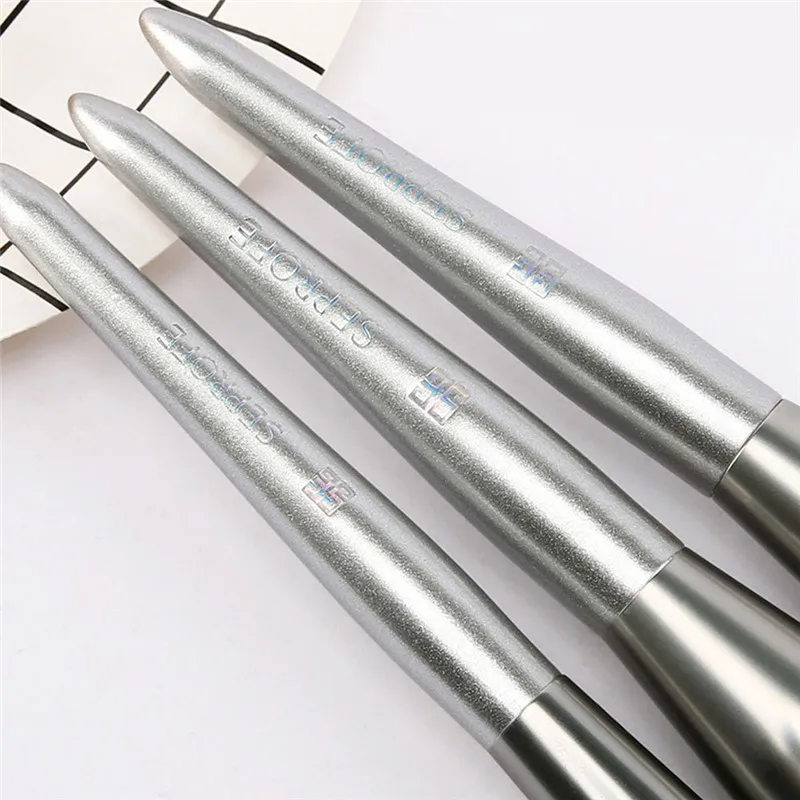 12 шт Серебряные Профессиональные кисти для макияжа набор кистей Набор