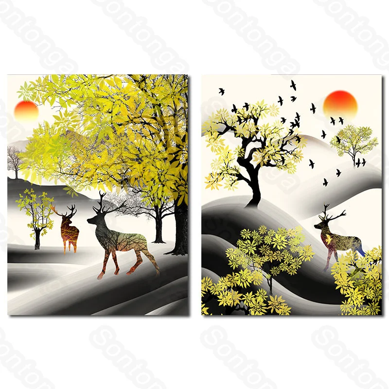 

Still Life Leaf Art Poster Decoration Painting Living Room Background Wall Stickers Warm Wall Stickers Self-Adhesive Bedroom