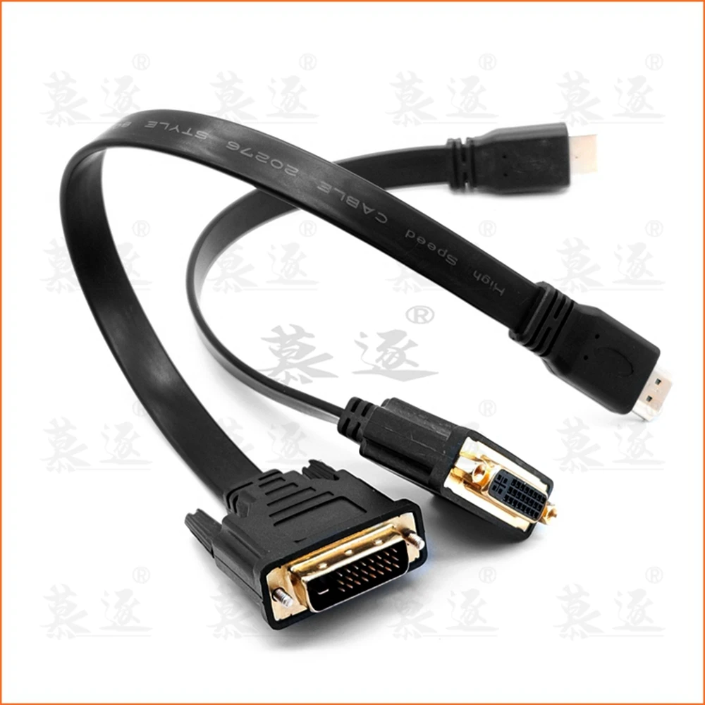 

1PCS 30cm Flat Slim High Speed HD-compatible Male & to Female DVI 24+1 Male Cable