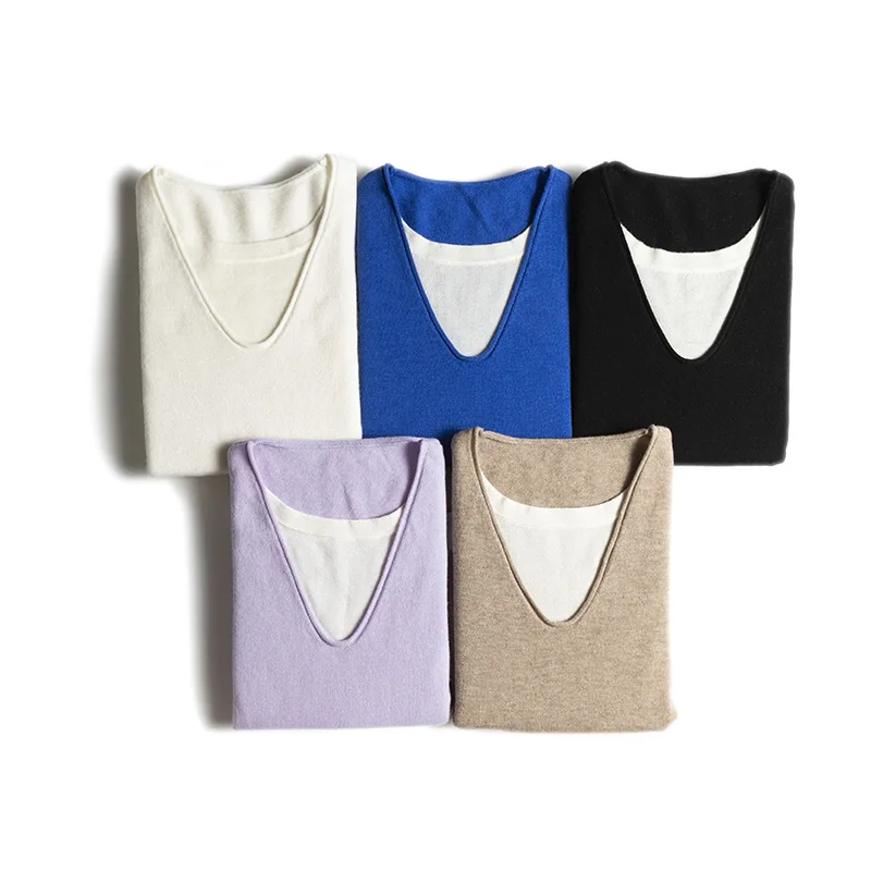 

New Autumn Wool Fake Women's Two-Piece Double Collar Thin Sweater Long-Sleeved Free Shipping Items Clothes for Women