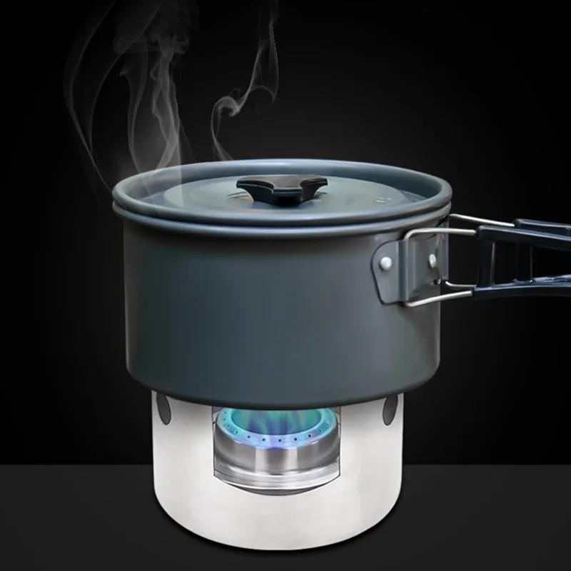 

Outdoor Camping Picnic Cooker Cookware Portable Windproof Stainless Steel Alcohol Stove Liquid Furnace Gas