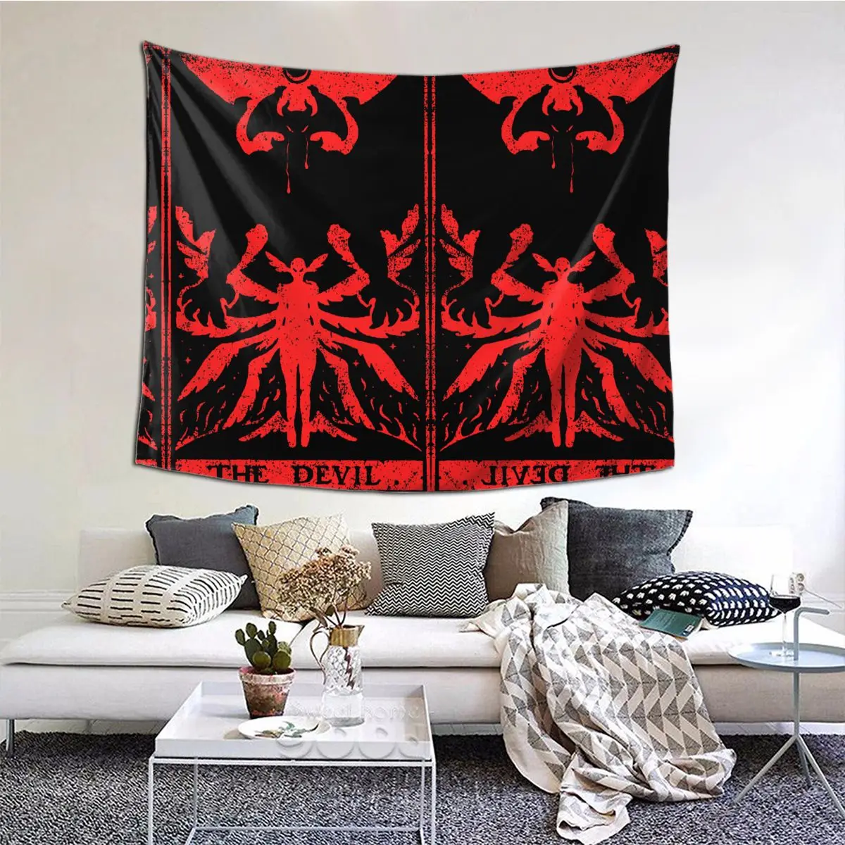 Гобелен дьявола Таро крибейд настенная скатерть для стола девильман Акира