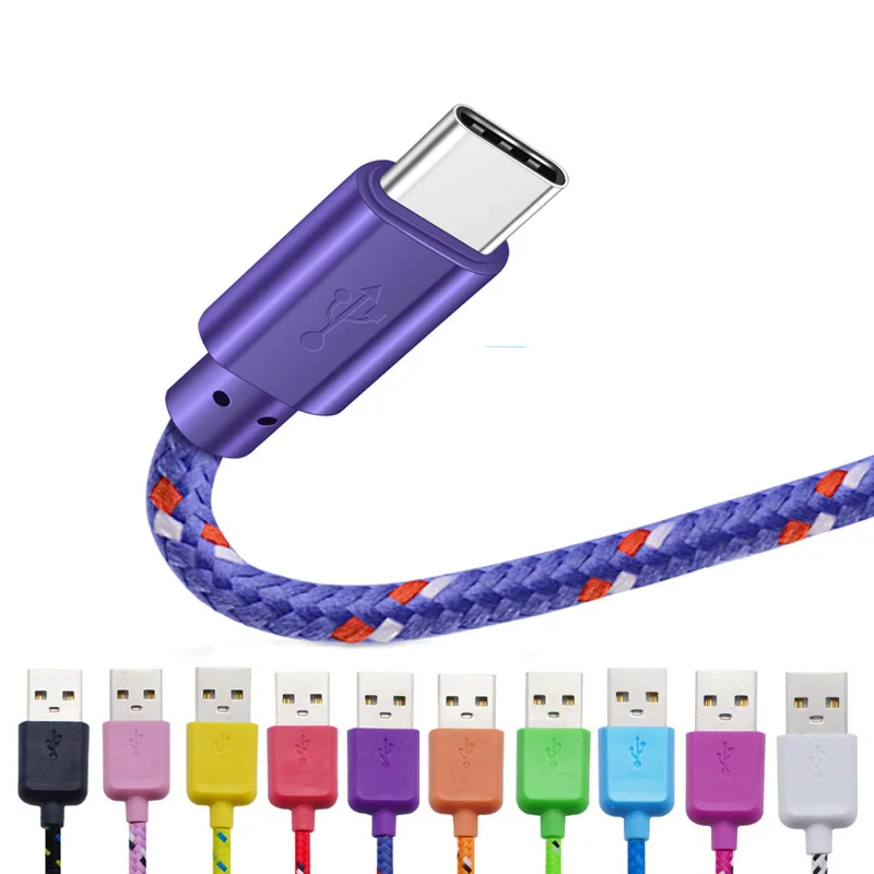 Кабель USB Type C 1 м 2 3 для синхронизации данных с нейлоновой оплеткой Type-c быстрой