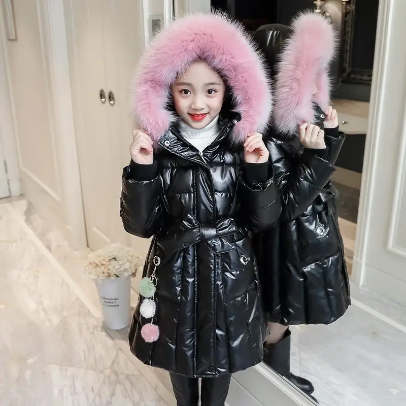 

Girls Coat Children's Clothing Longuette Thicken Cotton Outerwear 10 To 12 Year Red Jackets 2021 Children Fashion Winter Clothes