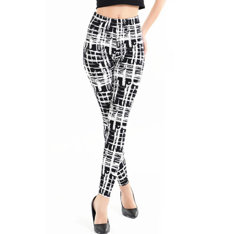 Женские леггинсы для фитнеса весна-осень 2020 полосатые в клетку с принтом женские