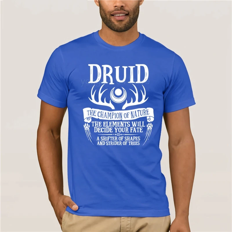 Модная летняя футболка хлопок креативный графический дизайн Druid Fantasy RPG DnD - Цвет: blue