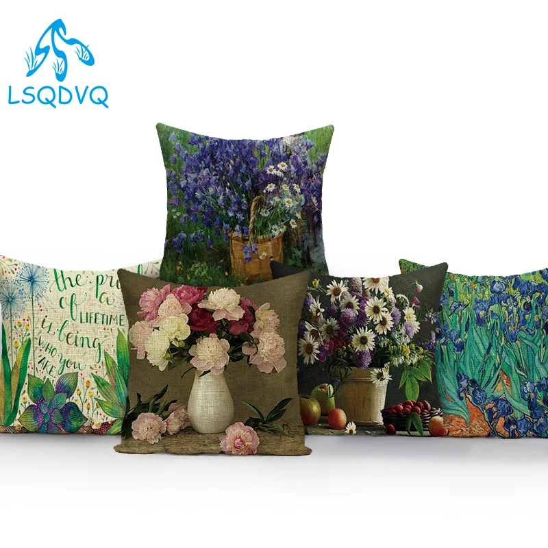 

Картина маслом с изображением вазы с цветочным принтом кактус, полиэстер, декоративный чехол на подушки дивана Чехлы на подушки для дома дл...