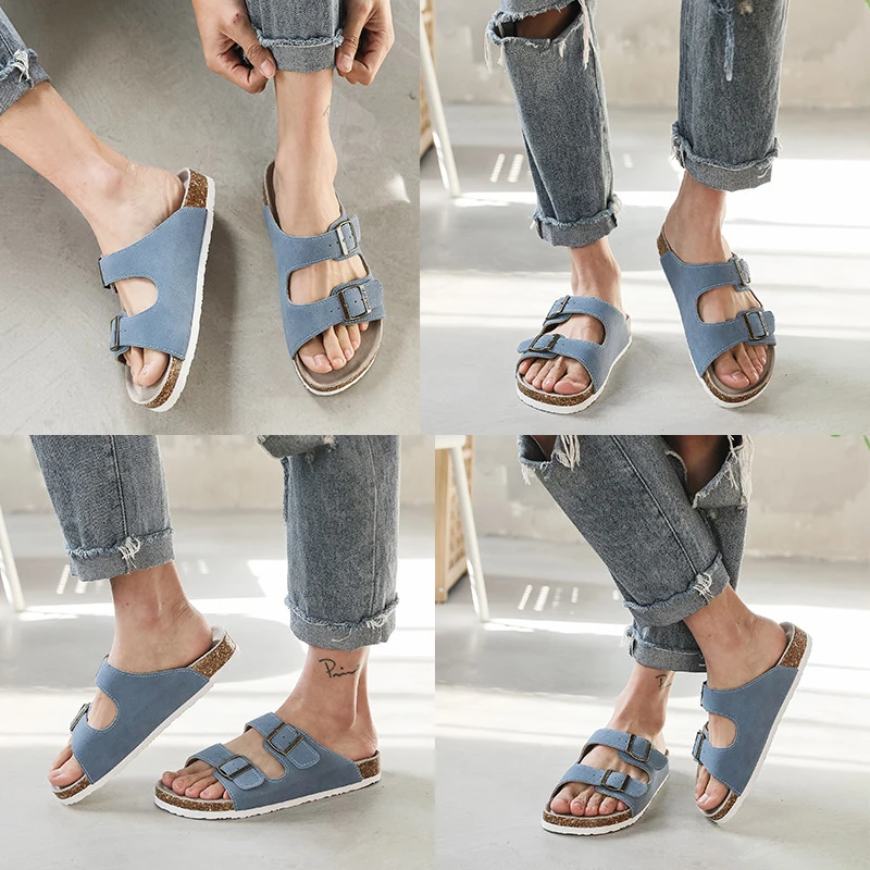 Summer Women/Men All-Match Cork Casual Slippers Ladies Non Slip Big Size Flip Flops Couples Beach Fashion Slides Outdoor Sandals