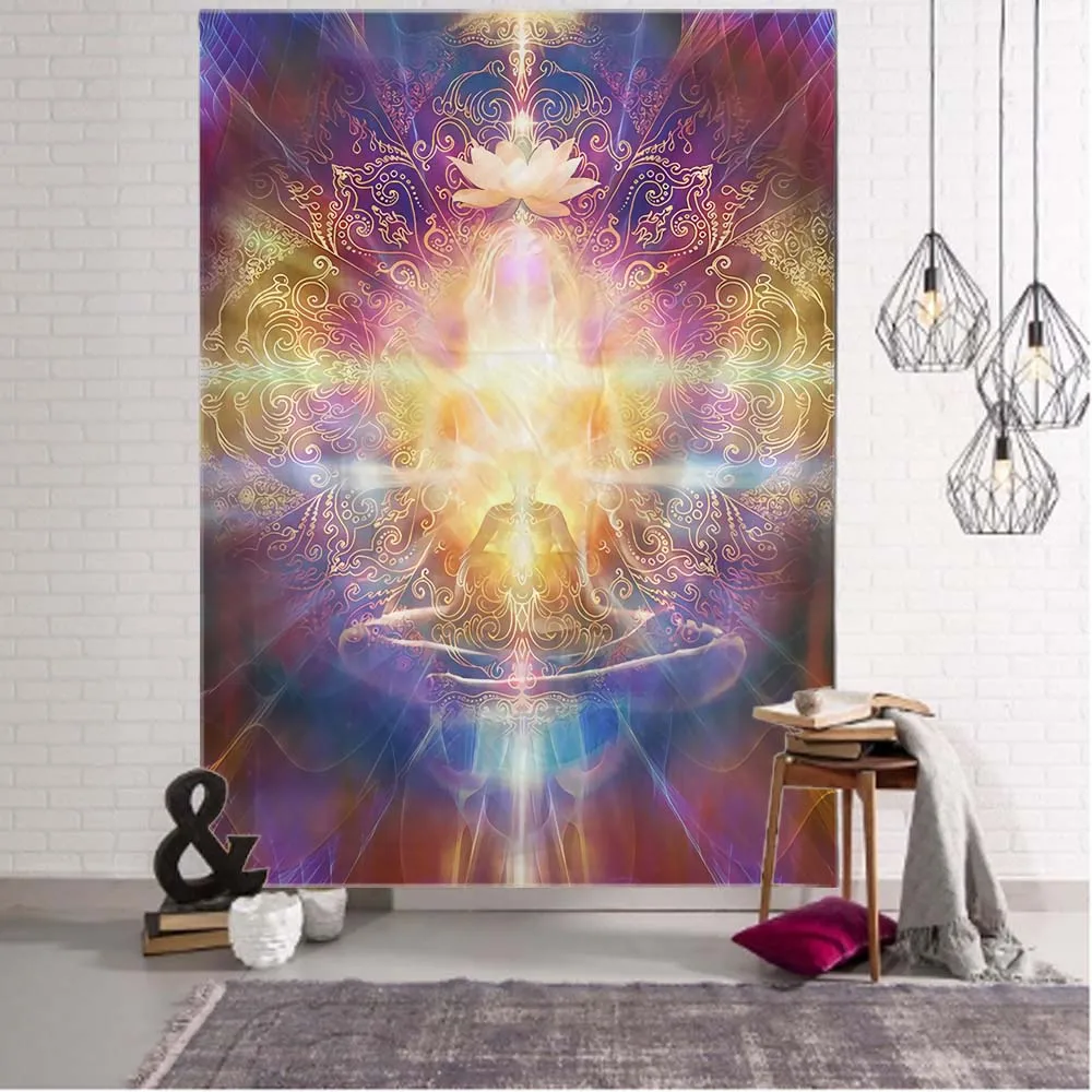 

Гобелен психоделический с чакрами и животными 100% полиэстер