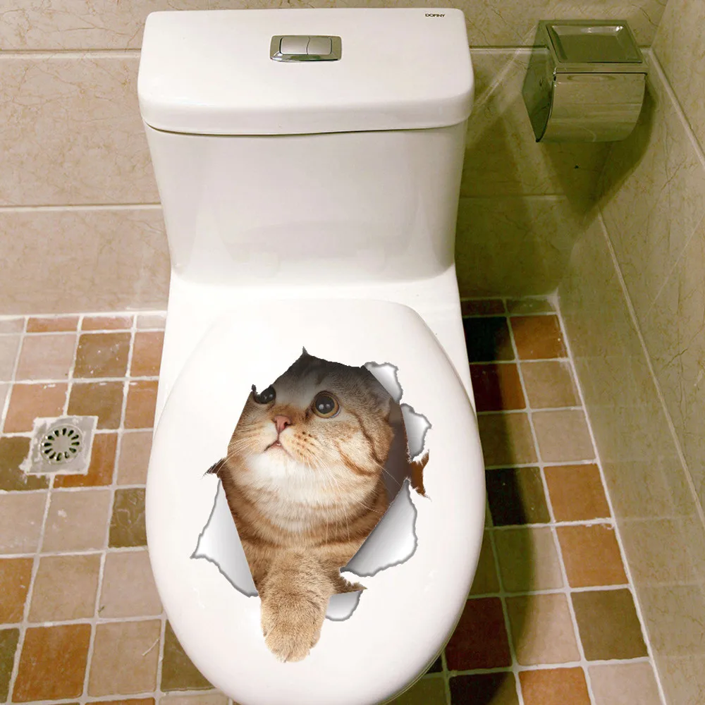 # S виниловая водостойкая 3D Наклейка на стену с изображением кота собаки дырка для