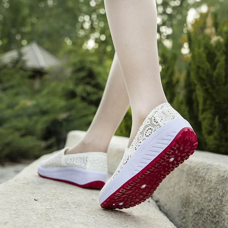 Кроссовки женские на платформе без шнуровки дышащие Повседневная модная обувь