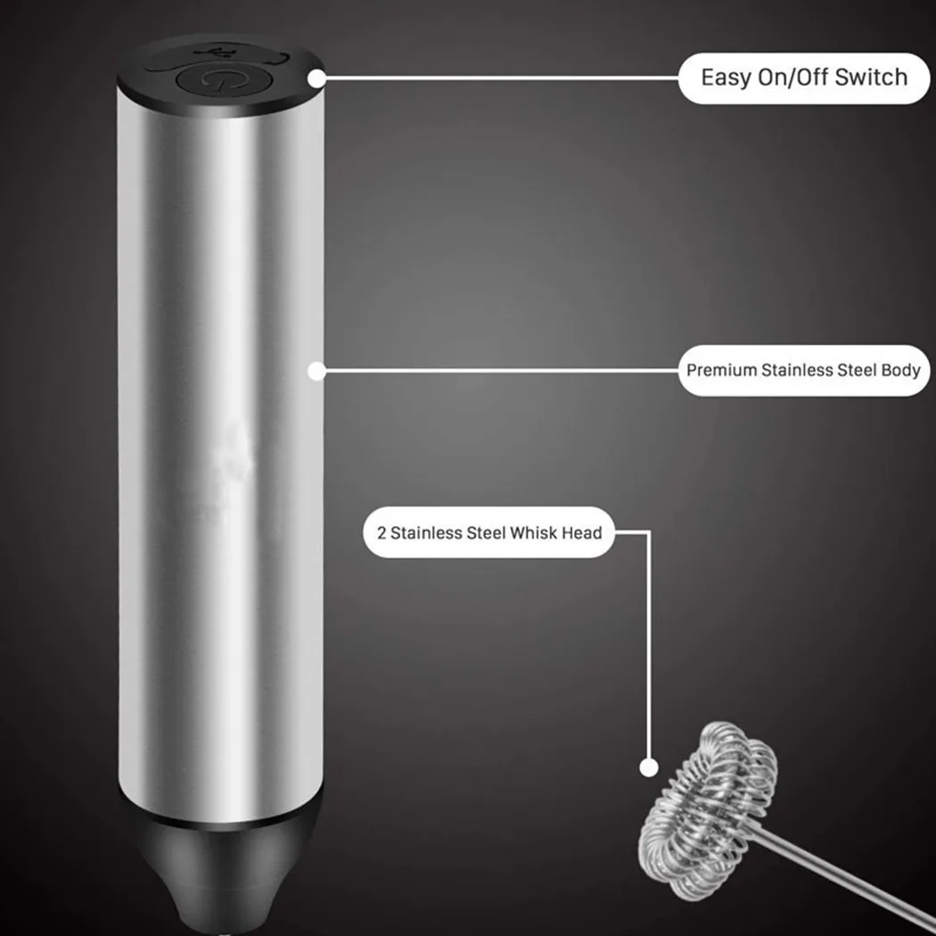 

Electric USB Rechargeable Milk Frother Egg Coffee Frother Portable Hand Mixer