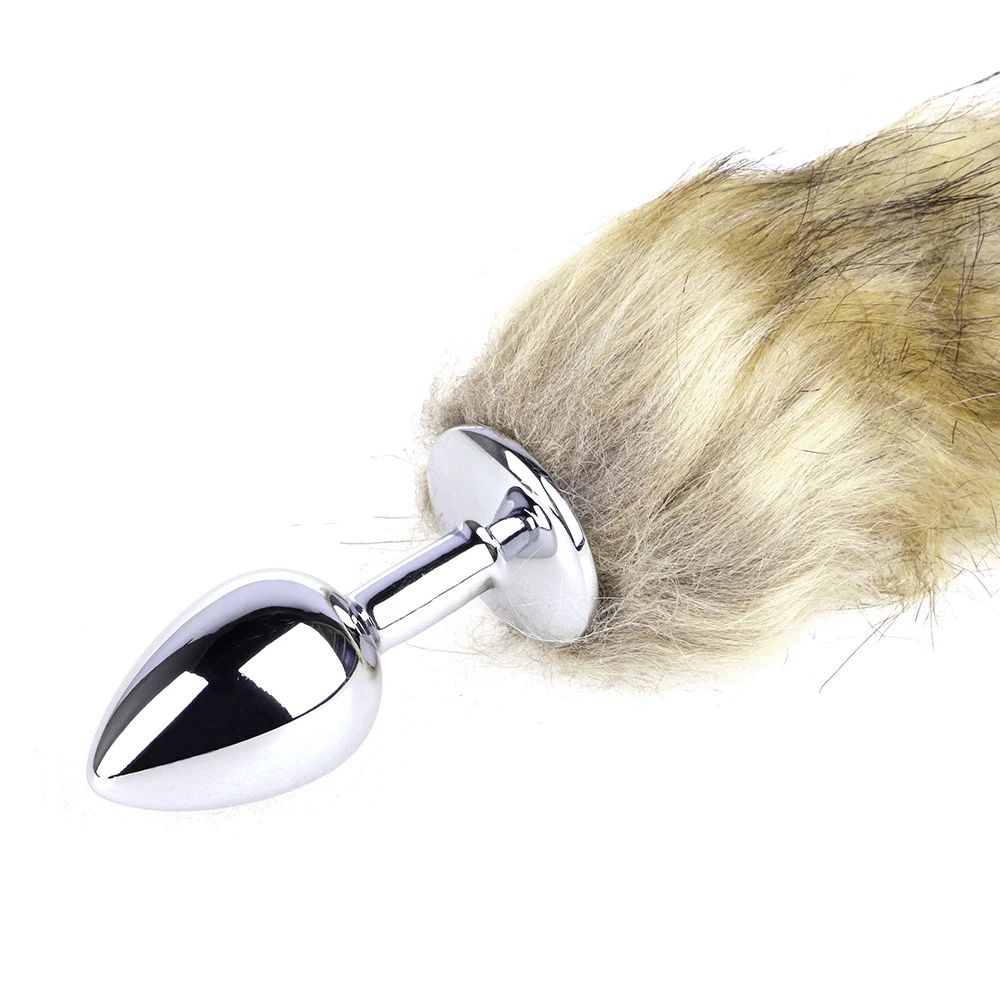 Массажер простаты анальная вставка стопор хвост металлическая Анальная пробка