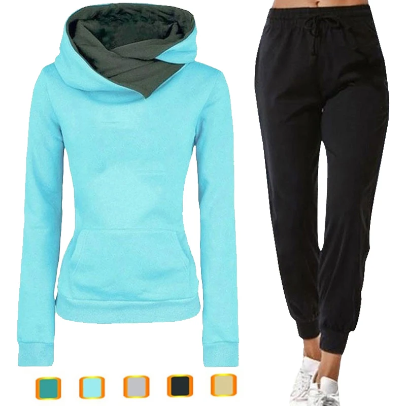 

NEW Women Fashion Two Pieces Tracksuit Set Printed Sport Suit Autumn/winter Hoodie + Trousers Set Jogging Suit Long Sleeves Tops