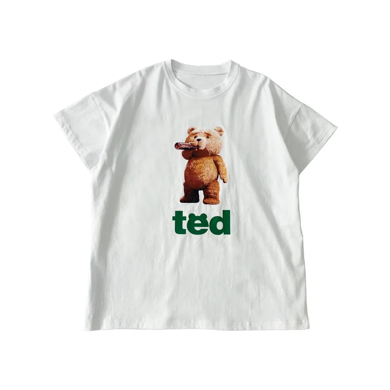 

Boys and girls short-sleeved T-shirt 2021 spring new children's cartoon bear print all-match top