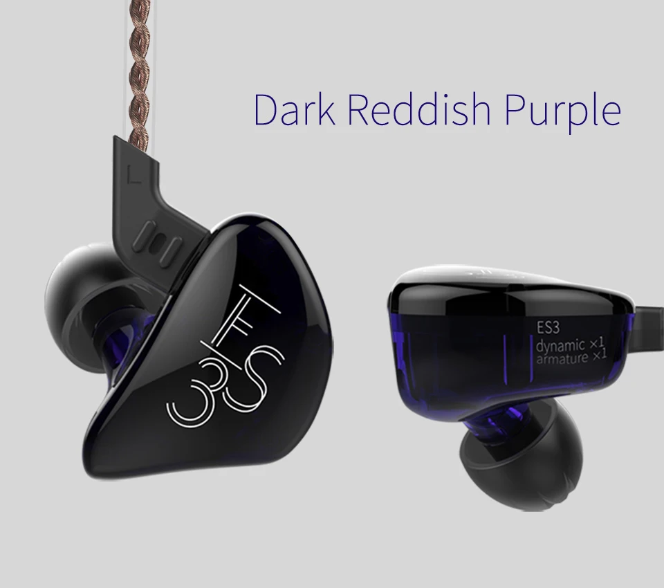 KZ ES3 1DD+ 1BA Hifi спортивные наушники-вкладыши Динамический драйвер шумоподавление Гарнитура замена кабеля ZS10 ES4