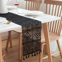 beige lace crochet tassels table runner cotton hollow romantic wedding decor tablecloth nordic tables flag cloth coffee bed flag