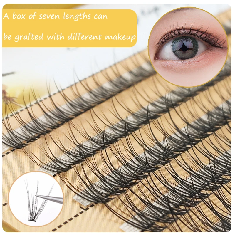 

7 rows of mixed dovetail grafted eyelashes thick eyelashes soft natural fishtail false eyelashes makeup tool