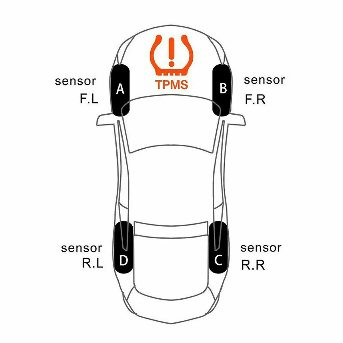 Автомобильная система контроля давления в шинах TPMS беспроводная с 4 датчиками