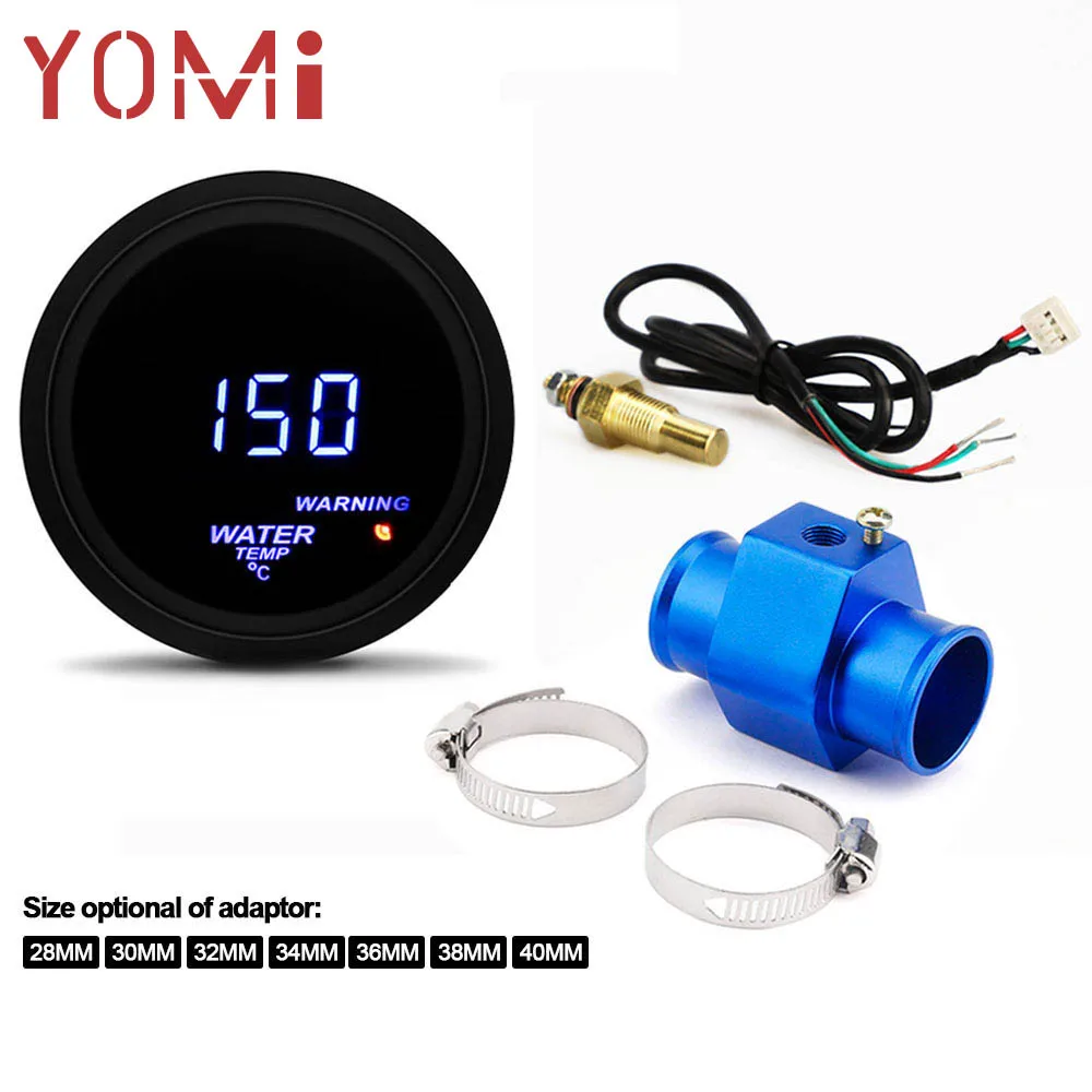 

YOMI 2 '' 52mm Digital Led water temperature Gauge meter for car 40-150 Celsius with 1/8NPT water temp Gauge Meter sensor