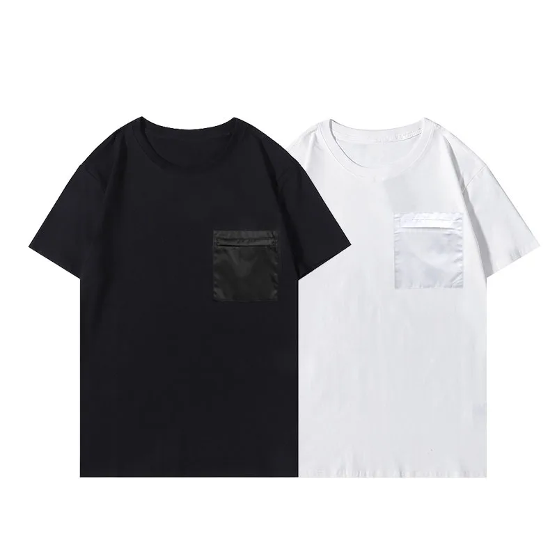 

2021 Summer Men's T-shirt Chest Pocket Zipper Decoration Fashion Round Neck Pure Cotton Casual T-shirt High Quality