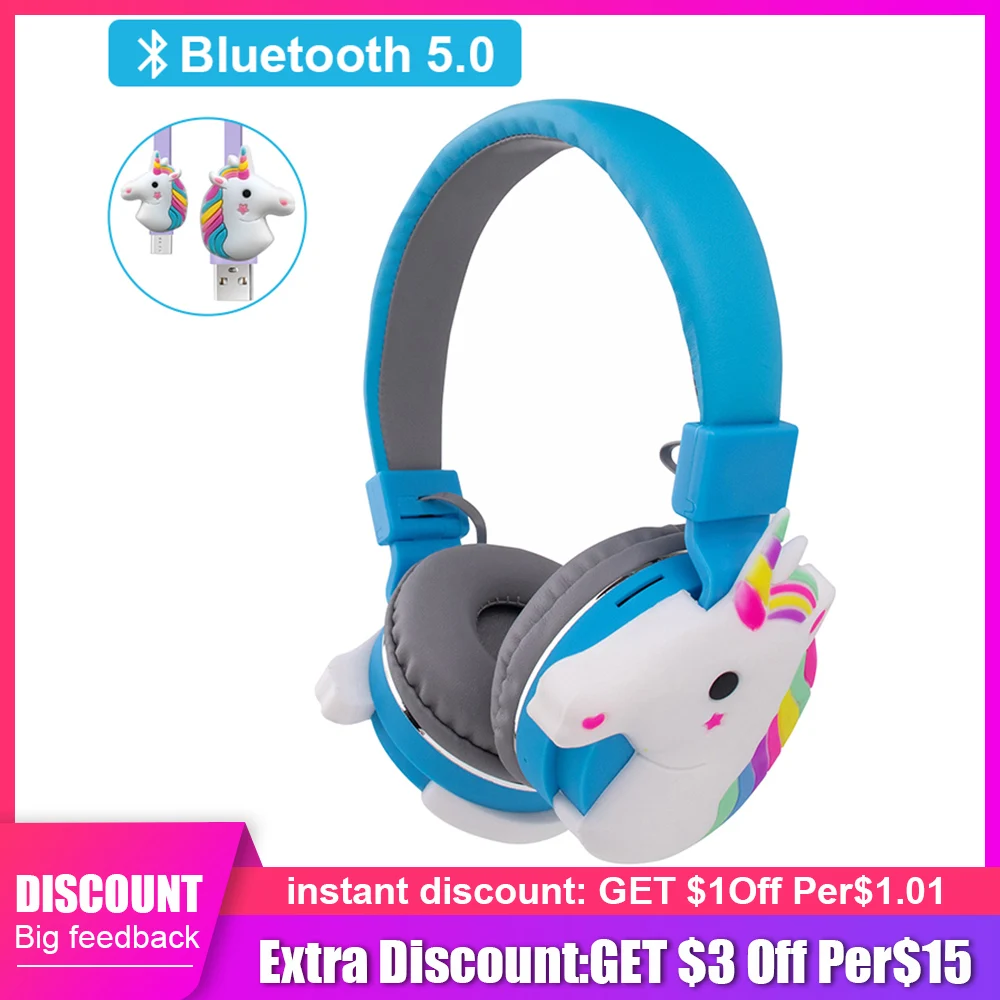Новинка набор беспроводных наушников с единорогом Bluetooth 5 0 наушники кабель