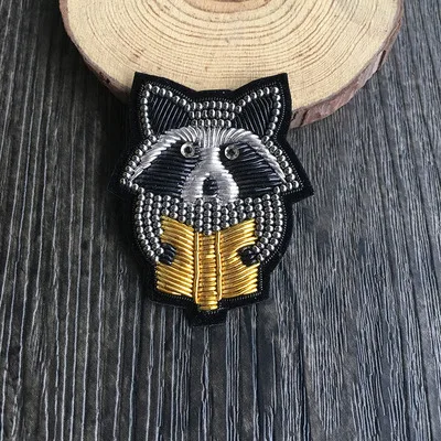 Новая индийская шелковая нашивка с вышивкой лисы брошь бусинами аппликация