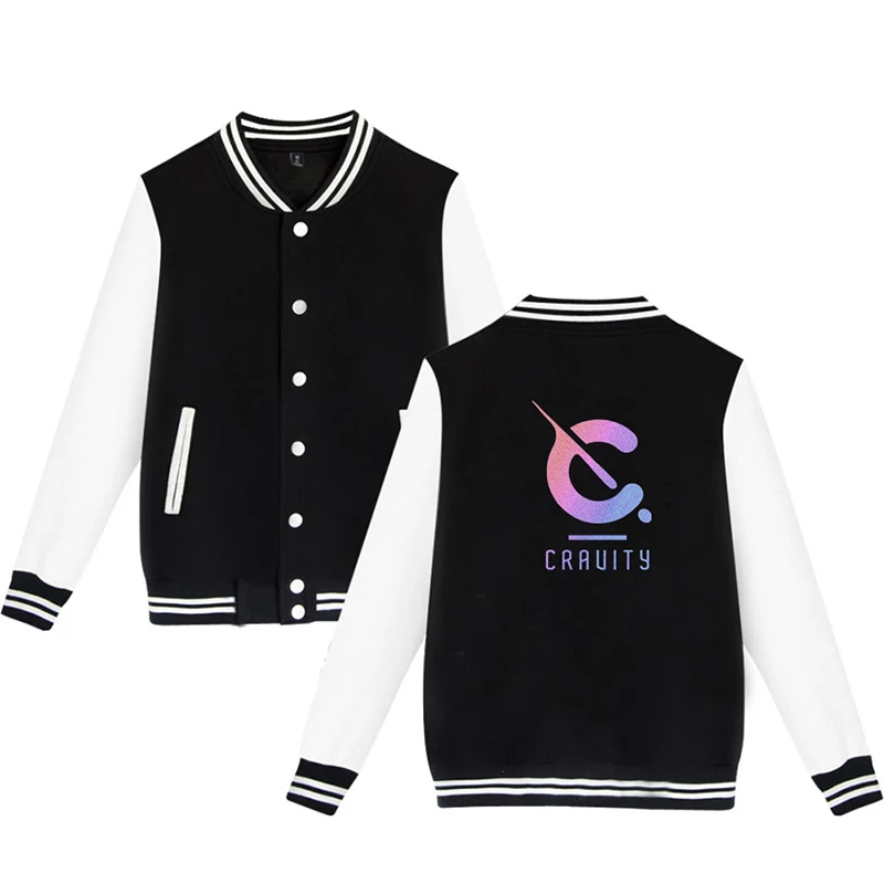 

CRAVITY Kpop бейсбольная куртка; Одежда с модным принтом для мужчин и женщин, платье с длинными рукавами и карманами на пуговицах в Корейском стил...