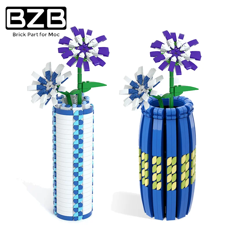 

BZB DIY MOC Home Decoration Flower Bouquet Plant Building Blocks Vase Decoration Bricks Model Kids Brithday Best Gifts Toys