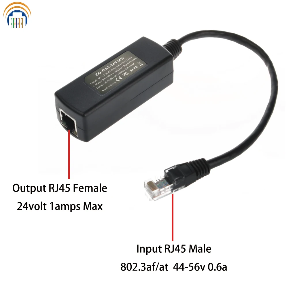 Преобразователь PoE с 48 В до 24 приемник Power over Ethernet гигабитный инвертор для