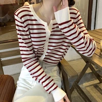knitt sweater long sleeve blusas mujer de moda 2021 new korean version ins wind loose striped knit cardigan jacket women 800f