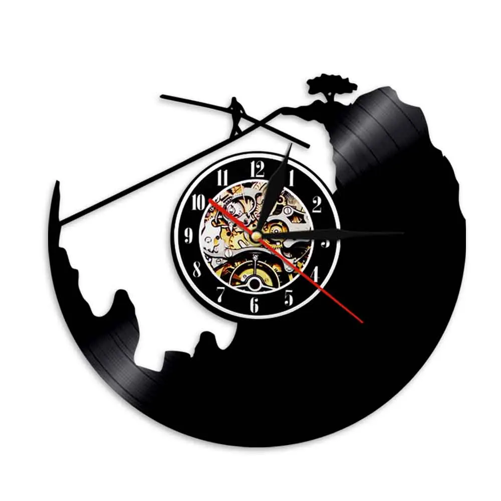 Tightrope Walking Vinyl LP Record Wall Clock Timepiece 3D Decorative Clock Art Wall Indoor Decoration Unique Gift Idea